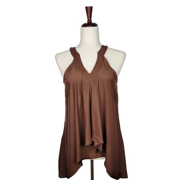 Chasensully Mocha 100% Silk Asymmetrical Tank - Size S - Picture 1 of 5